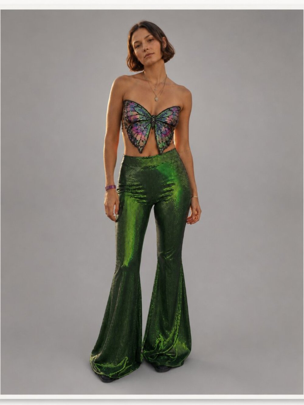Holographic Flare Festival Pants